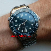Relógio masculino luxuoso, 41mm, azul, vidro de safira, moldura de cerâmica, data, relógio de pulso automático 2024 - compre barato