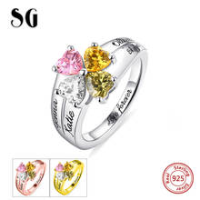 Anillo de plata esterlina 925 para madre, joyería con grabado de Amor y suerte, piedras de nacimiento, nombre personalizado, regalos para madre, gran oferta 2024 - compra barato