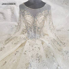 HTL1986 элегантное Экстравагантное блестящее свадебное платье с жемчугом 2020 v-образным вырезом с длинным рукавом на шнуровке 2024 - купить недорого