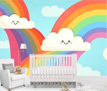 Bacal-papel tapiz de pared personalizado para niños y niñas, foto de arco iris de animales de dibujos animados en 3D, pintura de pared para dormitorio 2024 - compra barato