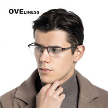 Armações de óculos para homens, armações de óculos quadrados da moda e para grau de miopia, óculos masculinos meia de metal 2024 - compre barato