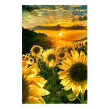 5D DIY Full Round Diamond Painting Embroidery Sunflower Sunset Landscape Cross Stitch  Mosaic Rhinestone Home Decoration FH516 2024 - buy cheap