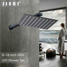 JIENI-Cabezal de ducha de baño negro mate, grifo de ducha con pintura de lluvia para bañera, cabezal de ducha cuadrado 2024 - compra barato