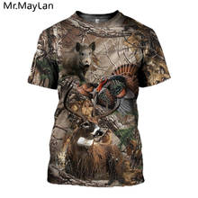 Camiseta masculina estampada 3d de animais, caça, cervo, harajuku, manga curta, moda de verão, streetwear, unissex, drop shipping 2024 - compre barato