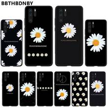 Flor branca preta daisy caso de telefone para huawei y5 y6 ii y7 y9 prime 2018 2019 nova3e p20 pro p10 honra 10 2024 - compre barato