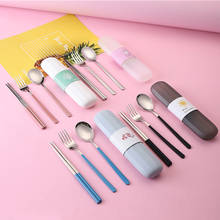 1Set Portable Stainless Steel Cutlery Suit with Storage Box Chopstick Fork Spoon High Quality Travel Tableware Set 2024 - buy cheap