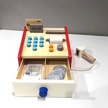 Cute Wooden Simulation Market Cash Register Children Play House Toys Gift Set 2024 - buy cheap