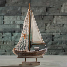 Mobiliário para casa mediterrâneo retro vela barcos de madeira modelo ornamento arte bar café decoração accessoriess crianças presente 2024 - compre barato