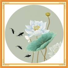 DIY New Chinese Style Lotus Fish Cross stitch Sets Printed Patterns Cross stitch kits Home Decor 2024 - buy cheap