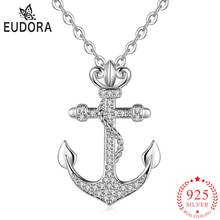 Solid Real 925 Sterling Silver Anchor Crystal Pendant Necklace for lady Jewelry Silver Chain or only pendant Xmas Gifts D057 2024 - buy cheap