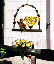 Pingente de vidro colorido tiffany angel luzes para sala de estar sala de jantar igreja arte decoração vintage lâmpadas suspensas iluminação de casa de clube 2024 - compre barato