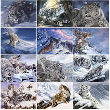 Evershine 5d pintura diamante bordado leopardo diamante de inverno animais strass ponto cruz imagem kit de mosaico decoração da casa 2024 - compre barato