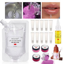 Ferramentas para brilho labial, brilho labial, hidratante, brilho labial em gel com 100ml, essência de pigmento em pó com sabor e glitter 2024 - compre barato