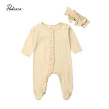 2019 Baby Spring Autumn Clothing Infant Kids Baby Boy Girl Footies Ruffled Long Sleeve Jumpsuit Pajamas Sleepwear Ribbed Clothes 2024 - buy cheap