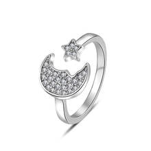 Trendy Moon Star Design Rings For Women Jewelry Charm Silver Plated Rings Girl Lady Promise Accessories Female Ring Adjustable 2024 - buy cheap