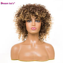 Peruca afro feminina, peruca sintética castanha com ombré, cabelo sintético, resistente ao calor 2024 - compre barato