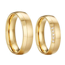 western couple wedding rings 18k gold plated stainless steel jewelry 1 pair alliance marriage lovers ring for men and women 2024 - buy cheap