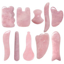 Rose Quartz Gouache Scraper Guasha Scraping Massage Tools Natural Stone Jade Skin Care Sets Pink Quartz Lifting Facial Massager 2024 - buy cheap