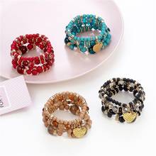 Fashion Multi-laye Bohemian Bracelet Set For women Heart Beaded Natural stone Beads chains Bangle Boho Jewelry 2024 - buy cheap