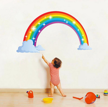 Desenhos animados arco-íris nuvem adesivo de parede criativo quarto das crianças decoração mural arte decalques decoração da sua casa papel berçário adesivos 2024 - compre barato