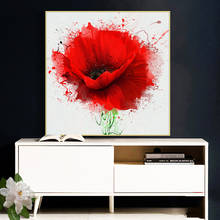 Pintura de pared de flores de acuarela roja, arte de pared de rosas, impresión en lienzo, imagen artística para sala de estar, decoración del hogar 2024 - compra barato