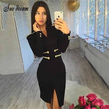 Sexy Black Vintage Luxury Bandage Dress Winter Women's V-neck Long Sleeve Dress Fashion Club Evening Party Bodycon Vestidos 2024 - buy cheap