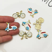 10pcs/pack Transportation Motorcycle Bicycle Enamel Charms Handmade Floating Charms for Jewelry Making Earrings Golden Base 2024 - buy cheap