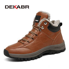 Dekabr-botas de cano curto masculinas, quente, casual, com cadarço, couro, à prova d'água, antiderrapante, para inverno, motocicleta, outono 2024 - compre barato