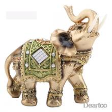 S M L Feng Shui Brass Color Resin Elegant Elephant Trunk Statue Wealth Lucky Figurine Home Decor Gift 2024 - buy cheap