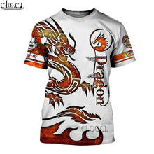 Cloocl-nova camiseta com estampa 3d de dragão e tatuagem, estampa casual, de manga curta, dropshipping, para mulheres e homens 2024 - compre barato