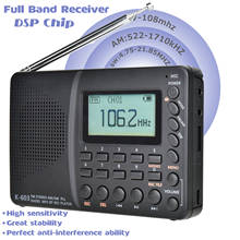 JINSERTA-receptor de Radio FM/AM/SW, Radio de bolsillo portátil de banda completa con Bluetooth, reproducción de música MP3, compatible con tarjeta TF, grabación en disco U 2024 - compra barato