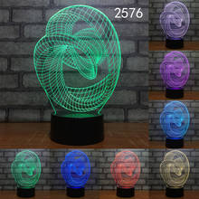 Luz novidade 3d abstrata em círculo de frutas, led em 7 cores, lâmpada de mesa com toque, presente colorido, festa de aniversário, quarto