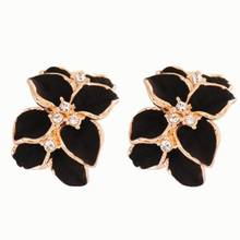 Cute Gardenia Flower Rhinestone Inlaid Ear Studs Women Earrings Jewelry Gift New 2019 2024 - buy cheap