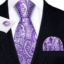 Fashion Luxury Purple Paisley 100% Silk Tie Gifts For Men Gifts Suit Wedding Tie Barry.Wang NeckTies Hanky Sets Business LN-5321 2024 - buy cheap