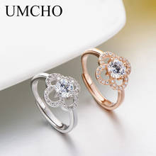 UMCHO-Anillo de Plata de Ley 925 con forma de flor para mujer, sortija, plata esterlina, estilo romántico, boda, aniversario 2024 - compra barato