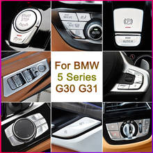 Adesivos com botão multimídia de estacionamento para bmw, revestimento para os modelos 5 series g30 g31 2004-2012, acessórios para automóveis, estilo abs, cromado 2024 - compre barato