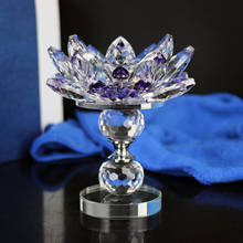 High Quality Crystal Glass Lotus Flower Figurine Candle Tea Light Holder Stand Feng Shui Ornament Candlestick Home Decoration 2024 - buy cheap