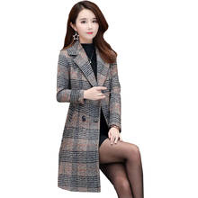 Autumn Winter Woolen Coats Outsidewear Woman Woolan Long Jacket 2022 NEW Fashion Plus Cotton Plaid Wool Windbreaker Women 2024 - buy cheap