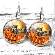 Pendientes creativos de dibujos animados de Halloween, pendientes perforados de oreja a la moda, hechos a mano, de calabaza de murciélagos negros, joyería para Festival, recuerdo 2024 - compra barato