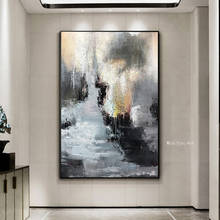 Grey Yellow Cloud Abstract Oil Painting Think Independent Wall Picture For Living Room Canvas Modern Art Poster 2024 - buy cheap