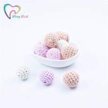 Teeny Teeth 10PCS Pink Fuchsia Series Baby Accessories Crochet Wood Beads DIY Nursing Jewelry Organic Teething Toys Crochet Bead 2024 - buy cheap