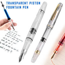 Transparent Piston Fountain Pen Clear Ink Pen EF F Nib Extra Fine Large Capacity Writing Pen Office School Supplies Pens 2024 - buy cheap