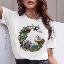 Camiseta feminina premium e engraçada totoro, camiseta top feminina estilo japonês com estampa de homem, camiseta para estúdio ghibli 2024 - compre barato