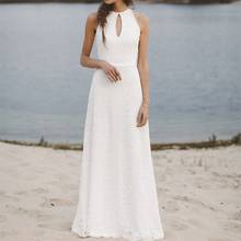 NUOXIFANG 2020 богемное свадебное платье, Пляжное кружевное свадебное платье с круглым вырезом и открытой спиной, vestidos de casamento 2024 - купить недорого