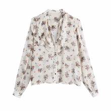 Xitimeao  New Spring Autumn Women Retro Printing Simple Style Loose Long Sleeve Chiffon Shirt Casual Chic Tops XITIMEAO 2024 - buy cheap