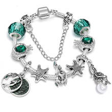 YADA Gifts-Pulseras con cuentas de estrella de mar y sirena para mujer, brazaletes con dijes, pulsera de cristal de la amistad de unicornio, BT200319 2024 - compra barato