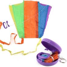 Цветной Радужный воздушный змей с длинным хвостом, нейлоновый наружный воздушный змей, летающие игрушки для детей, Детский трюк, воздушный змей для серфинга, чехол для хранения 2024 - купить недорого