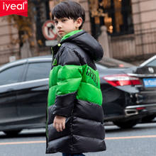 Новинка 2020, зимняя детская куртка IYEAL для мальчиков, верхняя одежда, модные детские высококачественные парки на утином пуху, пальто с капюшоном для мальчиков, брендовая одежда 2024 - купить недорого