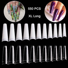 550pcs/bag Ballerina False Nails Tips XL C Curve Acrylic Transparent/Nature Press On Nail Fake Extra Long  Salon Manicure Supply 2024 - buy cheap