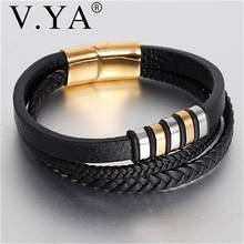 V. YA браслеты для мужчин и женщин, нержавеющая сталь, мягкая кожа, плетеный веревочный браслет, кожаные ювелирные изделия, ручная Orna для мужчин, t для красивых мужчин 2024 - купить недорого